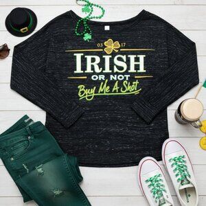 Irish Or Not Buy Me A Shot Graphic Top - Charcoal Heather - St. Patrick’s Day